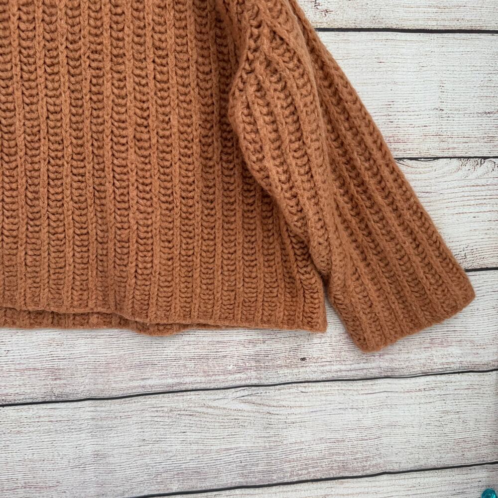 Free People Crop Oversized Boxy Turtleneck Sweater Womens Small Brown Clay - Picture 6 of 12